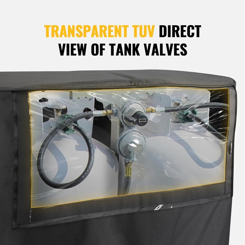 BougeRV Propane Tank Cover, Visible Valve, Fit Dual 30lb Tanks, Waterproof 600D Oxford Replacement Covers for Trailer/Camper, RV Parts Accessories (Black) - Image 2